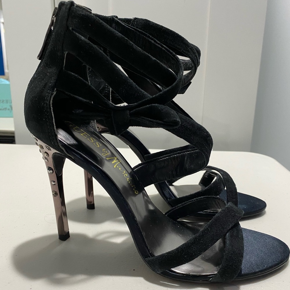 Black suede Marciano heels